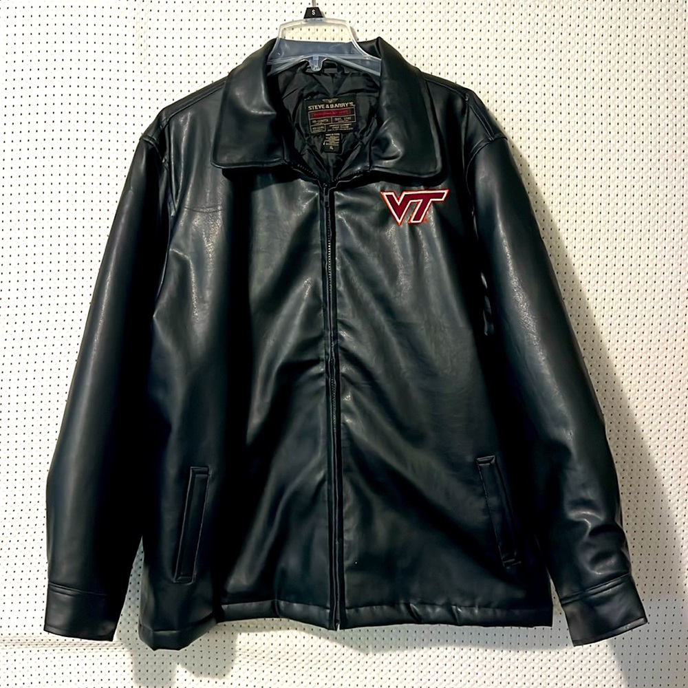 Men's Collegiate Virginia Tech VT logo leather jacket - XL